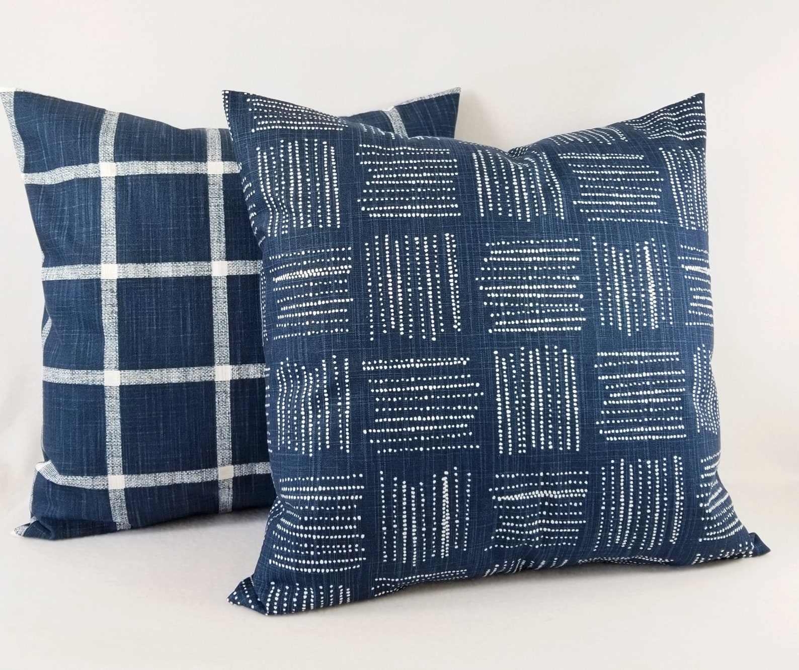 Dark Blue Pillow Covers Blue Pillow Sham Geometric Pillow Etsy