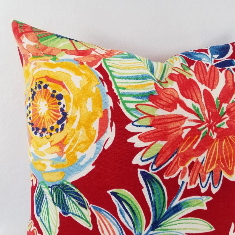 OUTDOOR Two Floral Pillow Covers Red Pillows Patio Pillow Etsy