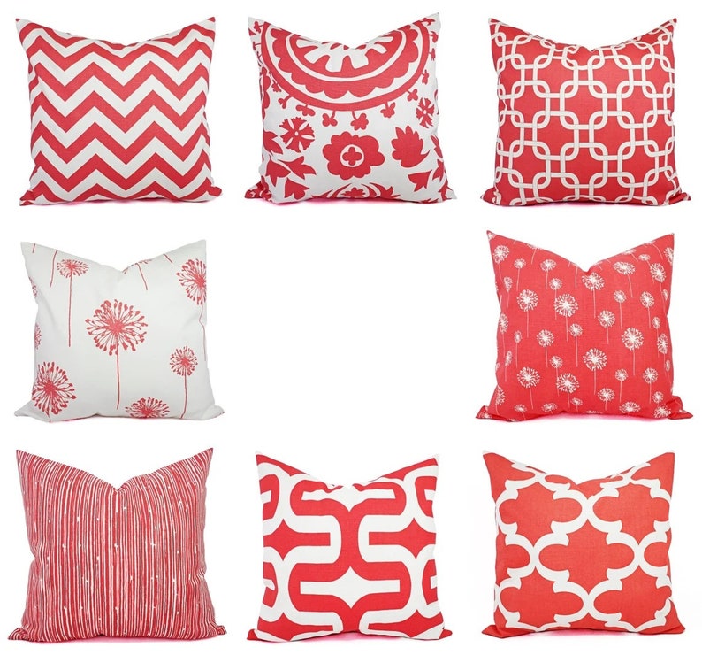 Two Solid Coral Throw Pillow Covers Coral Couch Pillow Etsy