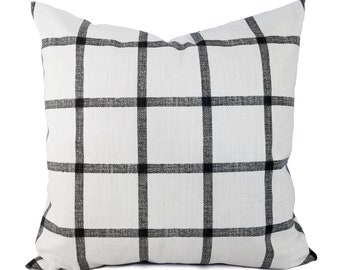 Two Black and White Pillow Covers, Plaid Pillow Cover, Buffalo Check Pillows, Black Plaid Pillow, Custom Pillow Cover, Modern Pillow
