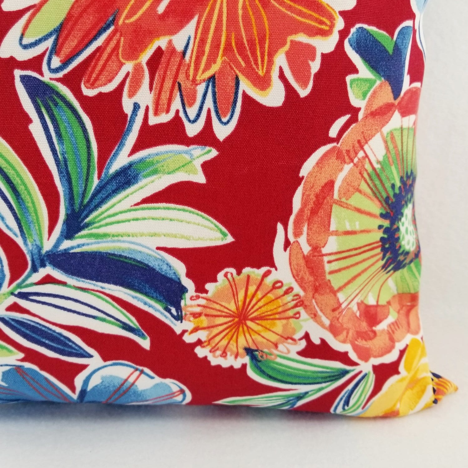 OUTDOOR Two Floral Pillow Covers Red Pillows Patio Pillow Etsy