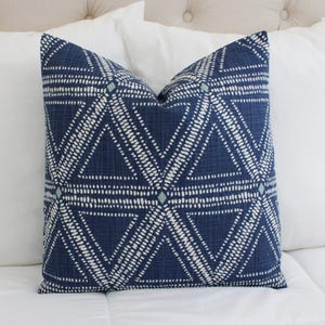 One Dark Blue Pillow Cover, Blue Pillow Sham, Geometric Pillow, Blue Throw Pillow, Navy Pillow Cover, 16 x 16 18 x 18 Euro Pillow Lumbar