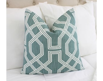 One Light Green Pillow Cover, One White and Green Throw Pillow Covers, Green Geometric Pillow, Sage Green Pillow Covers Pillow Sham