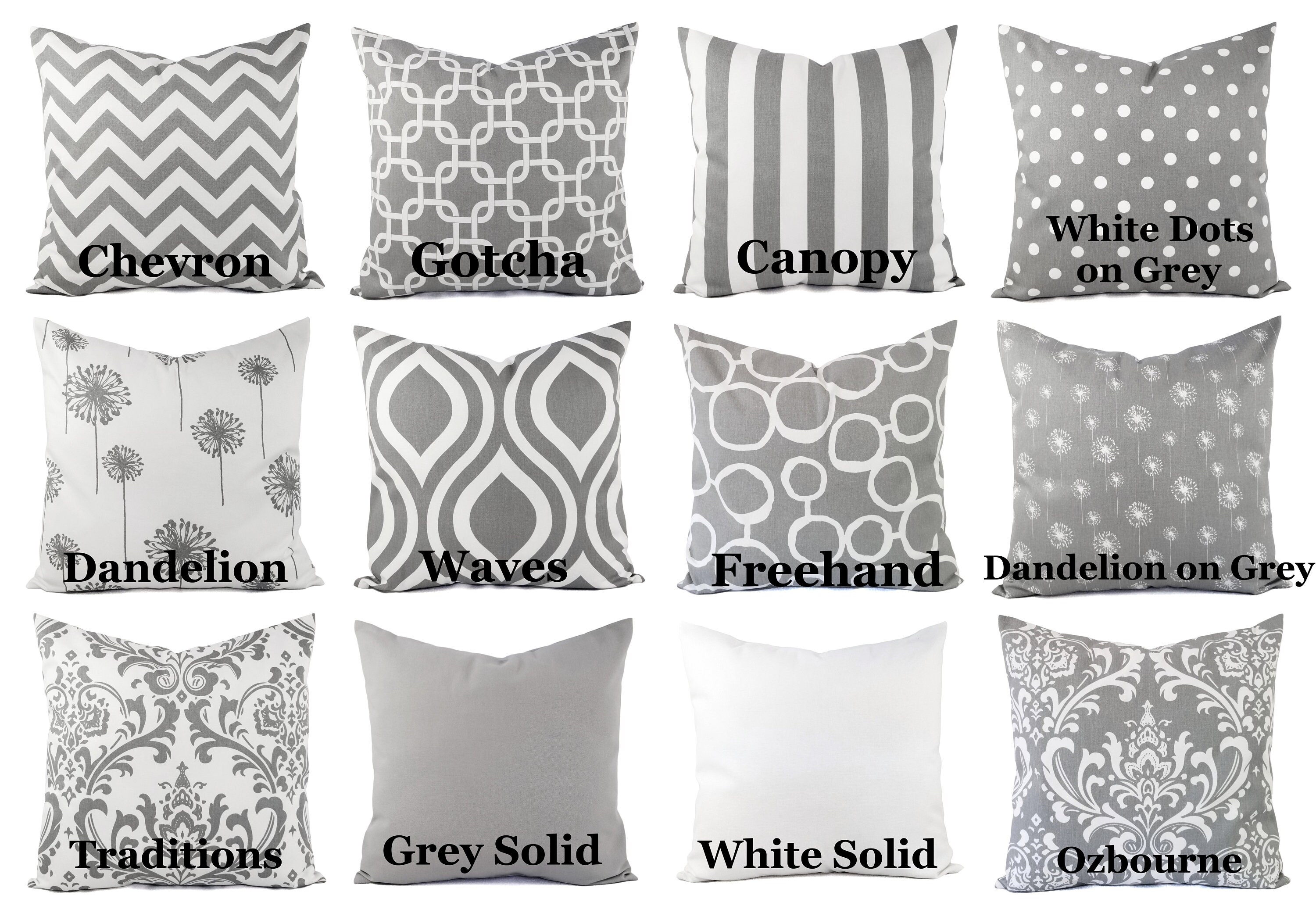 One Grey Pillow Cover Grey and White Throw Pillow Decorative Pillow Grey Euro Sham Grey Pillow Grey Couch Pillow Grey Pillow Sham Etsy