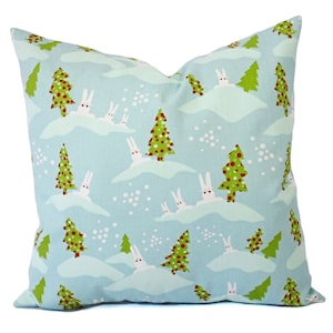 Two Christmas Holiday Pillows, Blue and Green Pillow Cover, Aqua Pillows, Decorative Pillow Cover, Custom 16x16 18x18 20x20 22x22 24 26 Inch