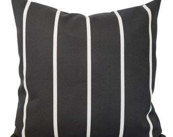 OUTDOOR Dark Grey Pillow Covers - Grey Pillows - Grey Pillow Shams - Decorative Pillow Covers - Striped Pillows - Euro Sham - Lumbar Pillow