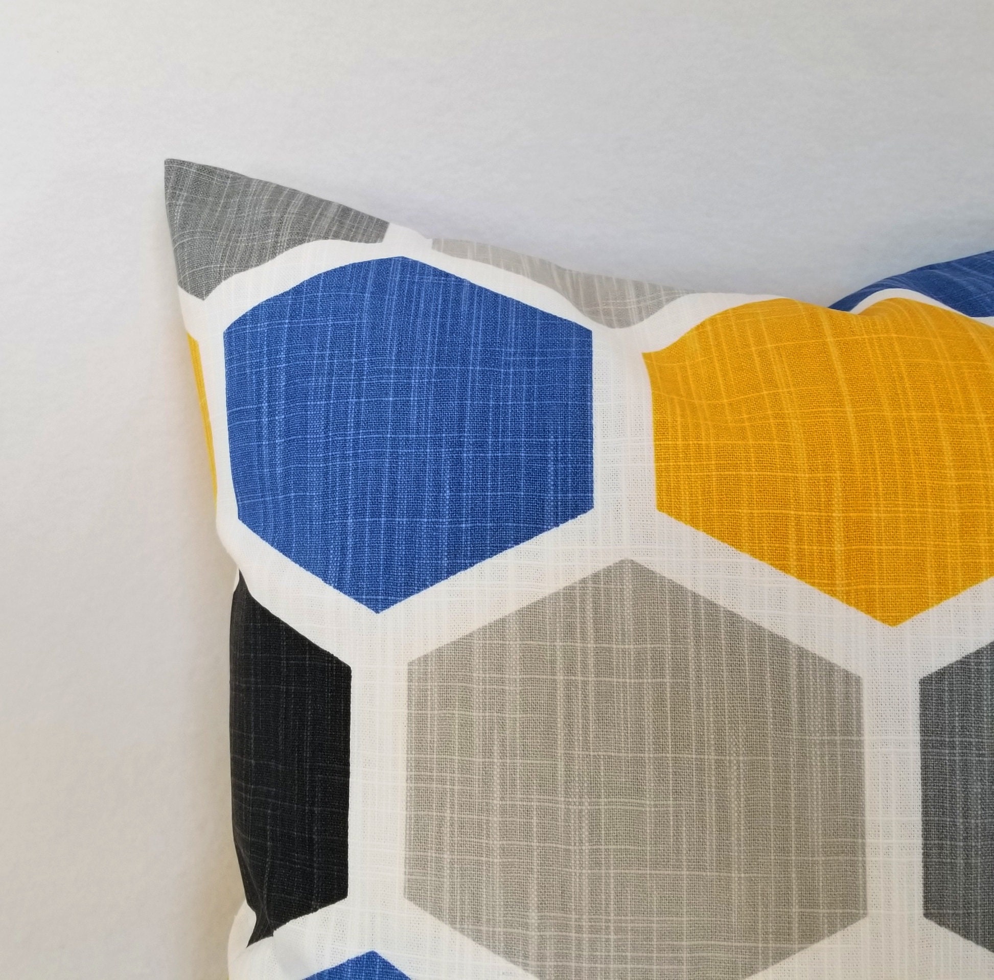 Yellow and Blue Throw Pillow Covers Two Blue and Yellow Etsy UK