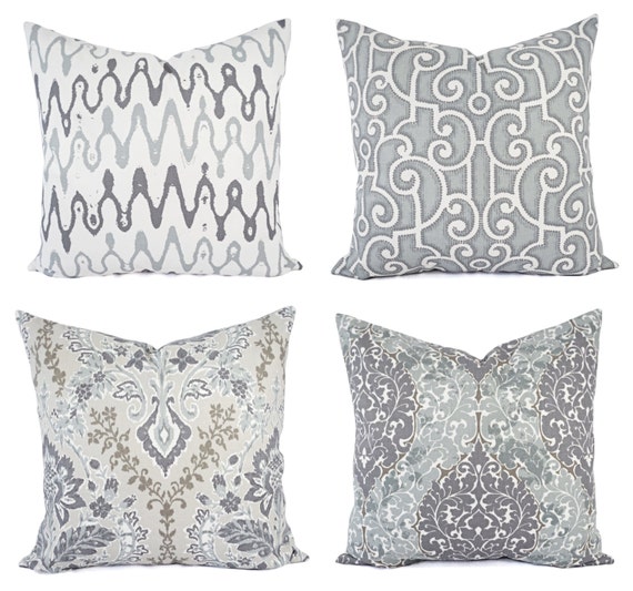 Items similar to One Purple and Grey Pillow Cover Decorative Throw