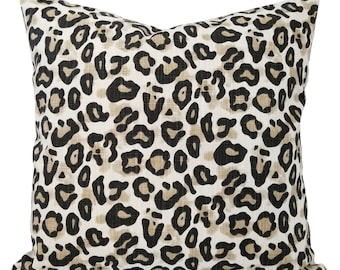 Two Tan Pillow Covers, Gold Pillow Sham, Animal Print Pillow, Cheetah Pillow, Leopard Pillow, 20 x 20 Pillow 22 x 22 Sham 24 x 24 Insert