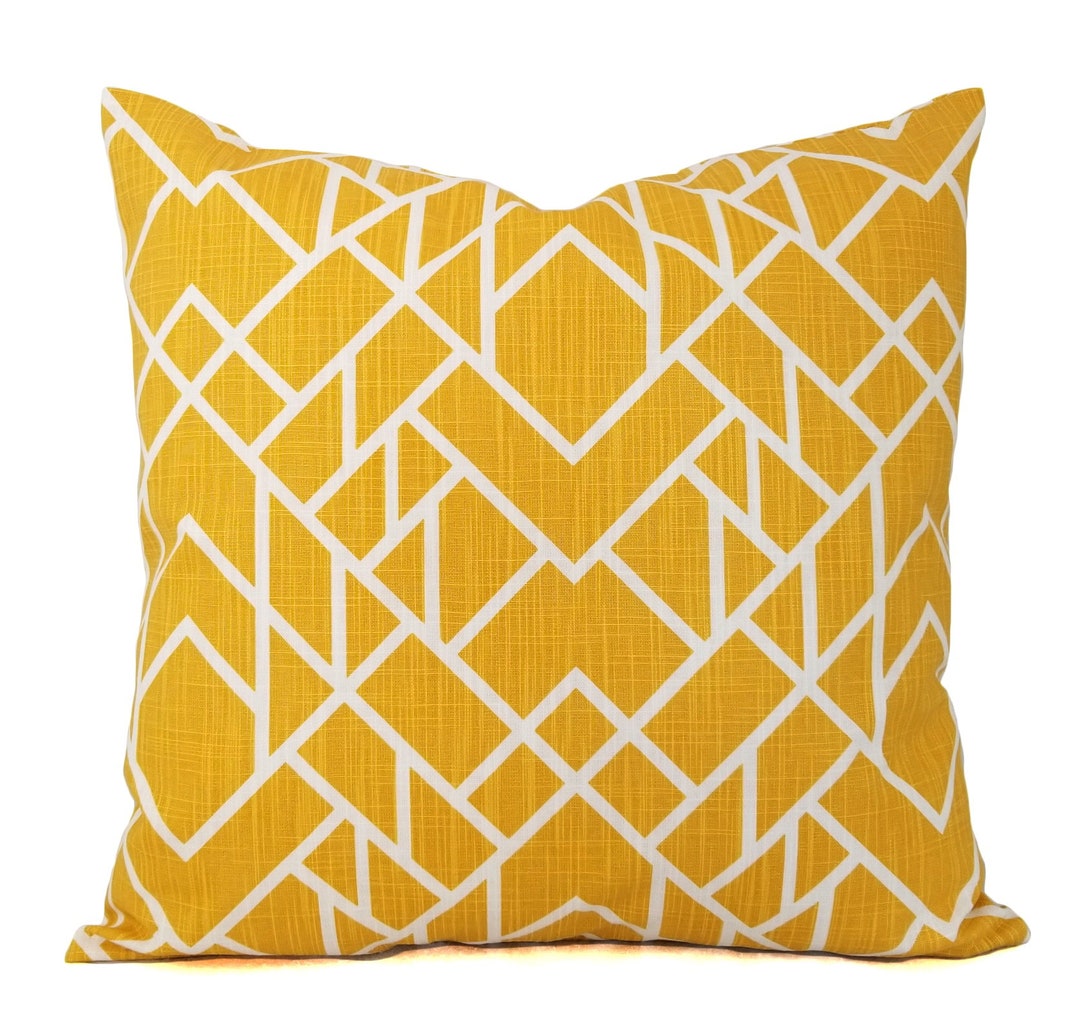 Deep Yellow Throw Pillow Covers Two Dark Yellow Decorative Etsy