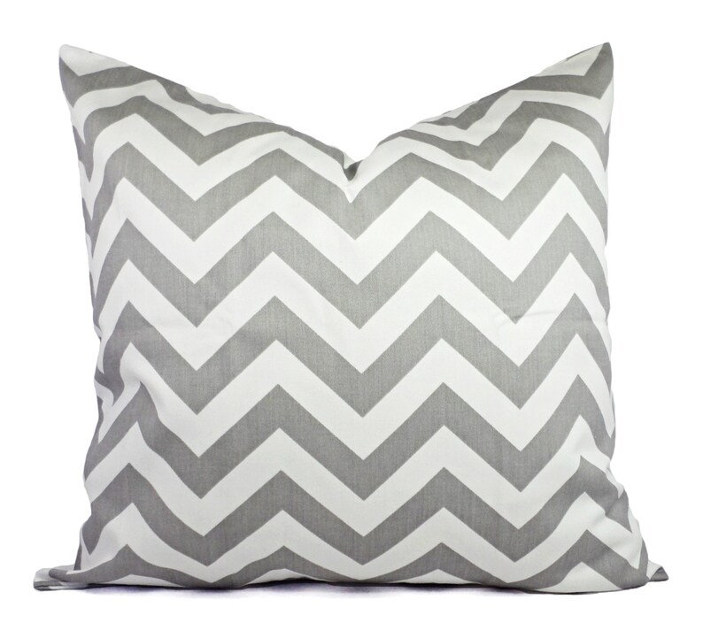 Two Grey Chevron Pillow Covers Grey and White Throw Pillows Etsy