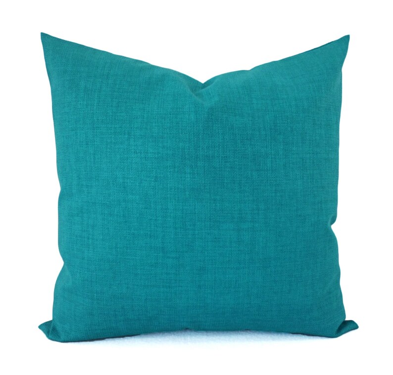 Two Solid Pillow Covers Turquoise Pillows Patio Pillow Etsy
