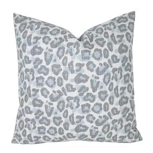 One Decorative Pillow, Soft Blue Pillow Cover, Leopard Pillow Cover, Animal Print Light Blue Throw Pillow, 18 x 18 Pillow 20 x 20 Pillow 16