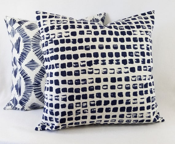 blue gingham pillows
