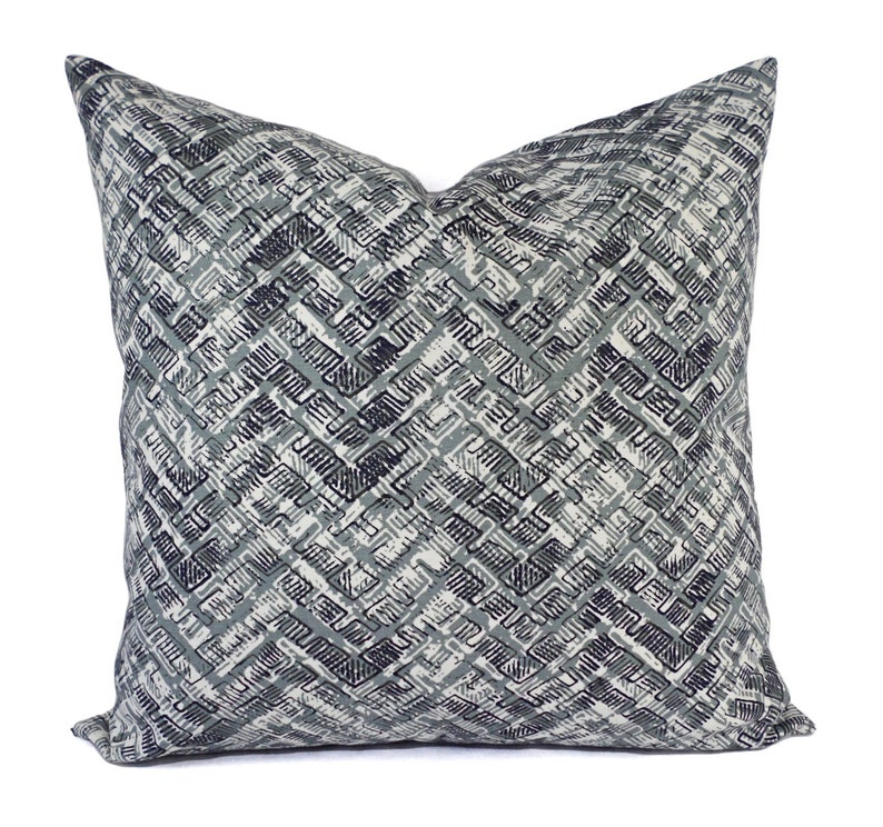 Two Pillow Covers Grey and Blue Throw Pillows Modern Etsy