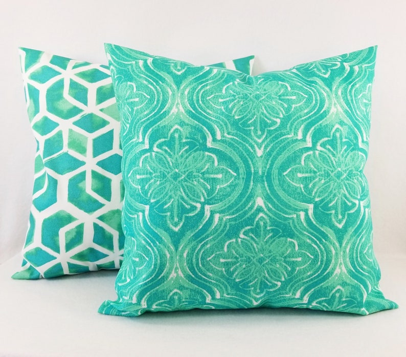 OUTDOOR Pillow Covers Aqua Pillow Turquoise Pillow Cover Etsy
