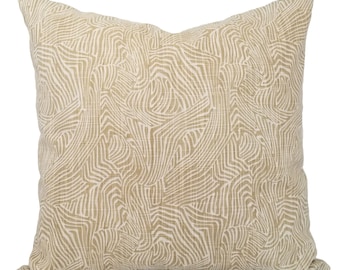 Two Decorative Pillow Covers - Tan Pillow Cover - Gold Pillow Sham - Animal Print Pillow - Zebra Pillow - Gold Pillows - Fawn Pillow