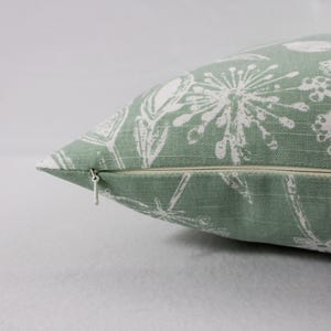 One Green Pillow Cover, Floral Pillow Sham, Green Throw Pillow, Green Decorative Pillow, Flower Pillow Cover, Zipper Pillow Cover image 6