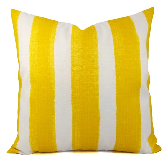 Two OUTDOOR Pillow Covers Yellow Pillow Cover Striped Etsy