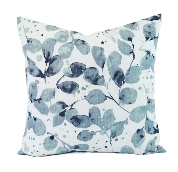 Two Soft Blue Pillow Covers, Blue Floral Pillow Sham, Blue Floral Throw Pillow, Blue Couch Pillow, 20 x 20 Decorative Pillow Euro Sham