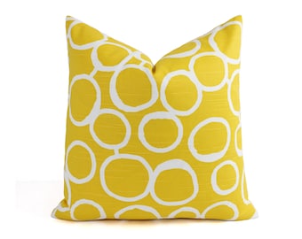 One Yellow Throw Pillow Cover, Yellow Decorative Pillow Cover, Yellow Couch Pillows Cushion Cover, Yellow Freehand