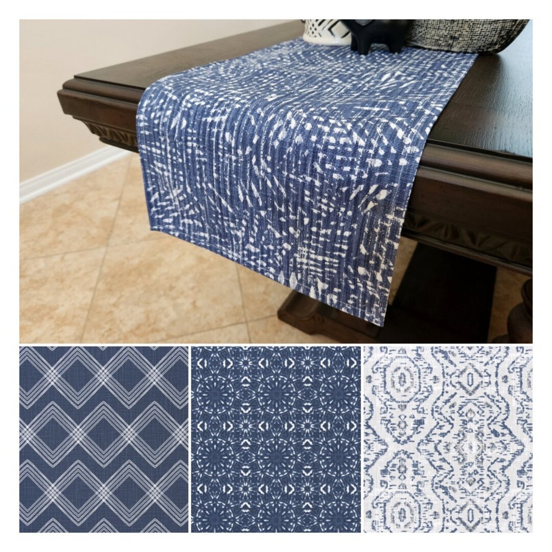 Blue Table Runner, Custom Size Table Centerpiece, Fabric Table Runner