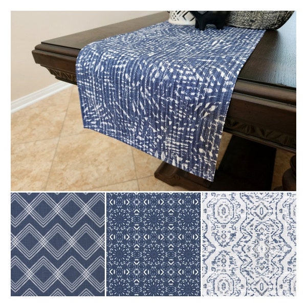 Blue Table Runner, Custom Size Table Centerpiece, Fabric Table Runner, Navy Table Runner, Dining Room Decor, Custom Decor, Blue Tablecloth