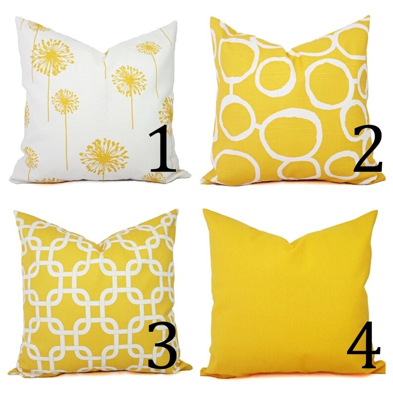 Yellow Pillow Cover Yellow and White Decorative Pillow Cover Etsy