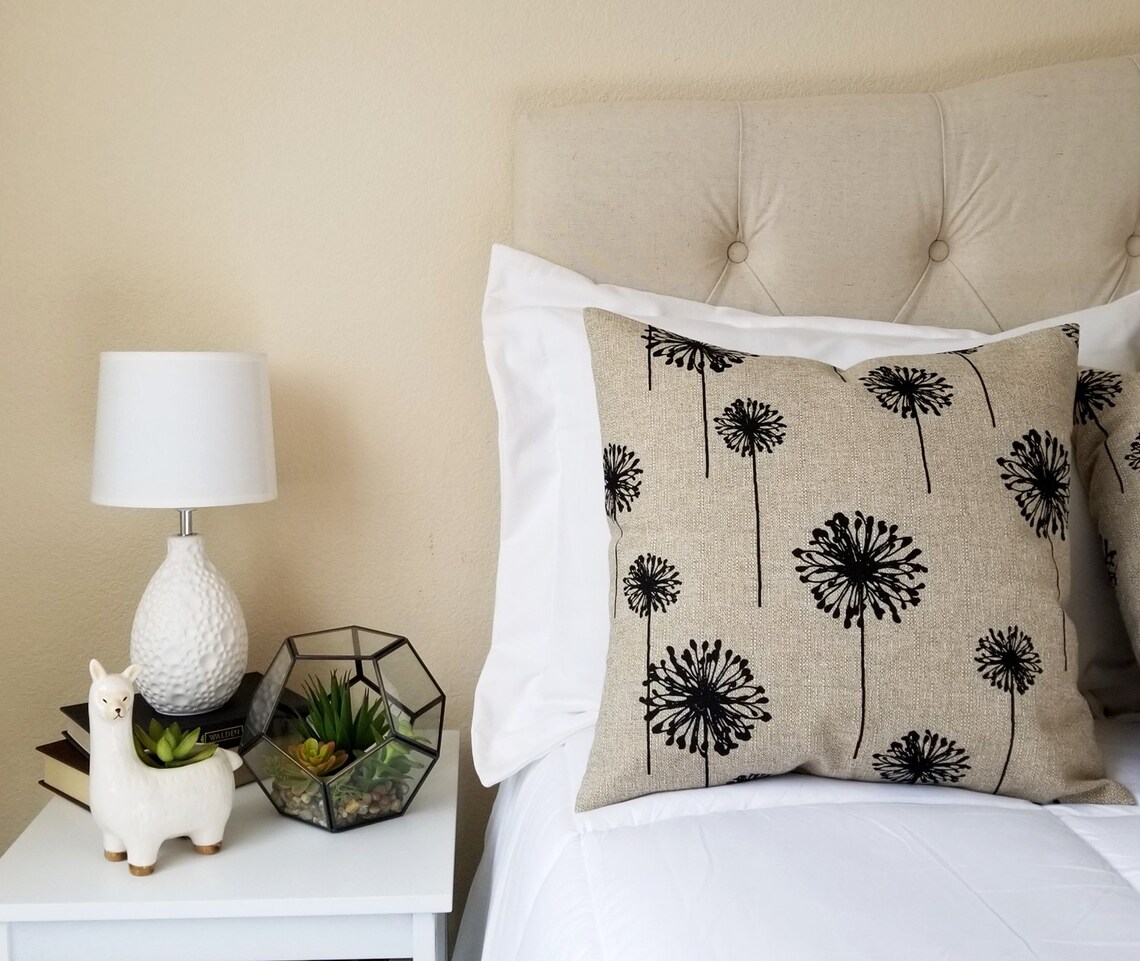 Burlap Pillows Brown Decorative Pillow Cover Black Pillow Etsy