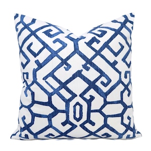 Two Bright Blue Pillow Covers, Geometric Pillow Sham, Royal Blue Throw Pillow, Cobalt Blue Decorative Pillow, Custom Sham, Invisible Zipper
