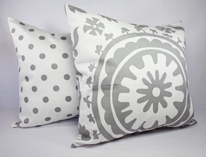Grey Pillow Covers Grey and White Throw Pillows Decorative Etsy
