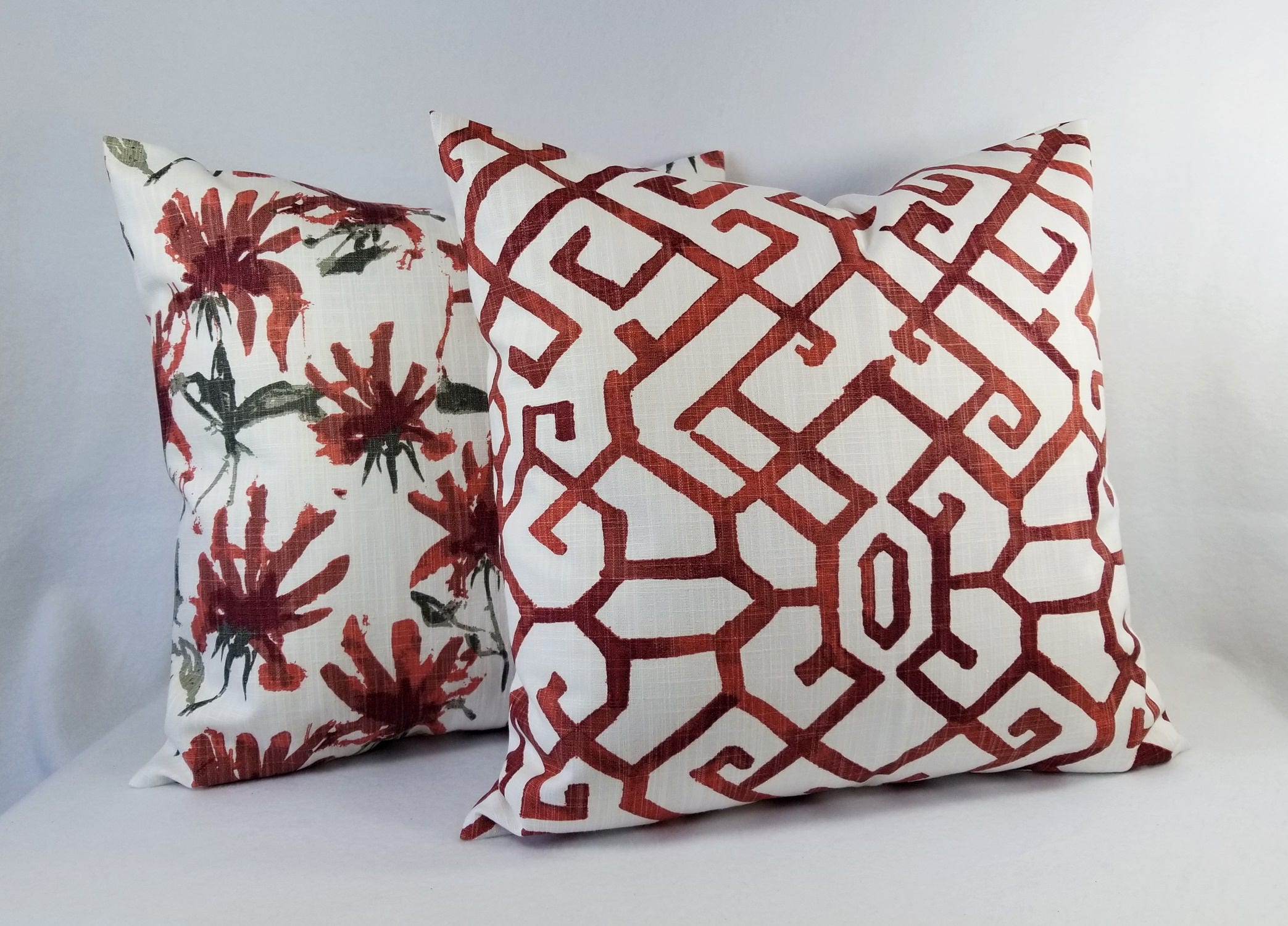Red Pillow Cover Red Grey Pillow Cover Red Throw Pillow Etsy