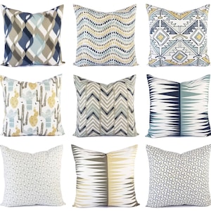 One Blue Pillow Cover - Brown Pillow Cover - Decorative Pillow - Accent Pillow Sham - Blue Brown Pillows - 16 x 16&quot; Cover - 18 x 18 20 x 20