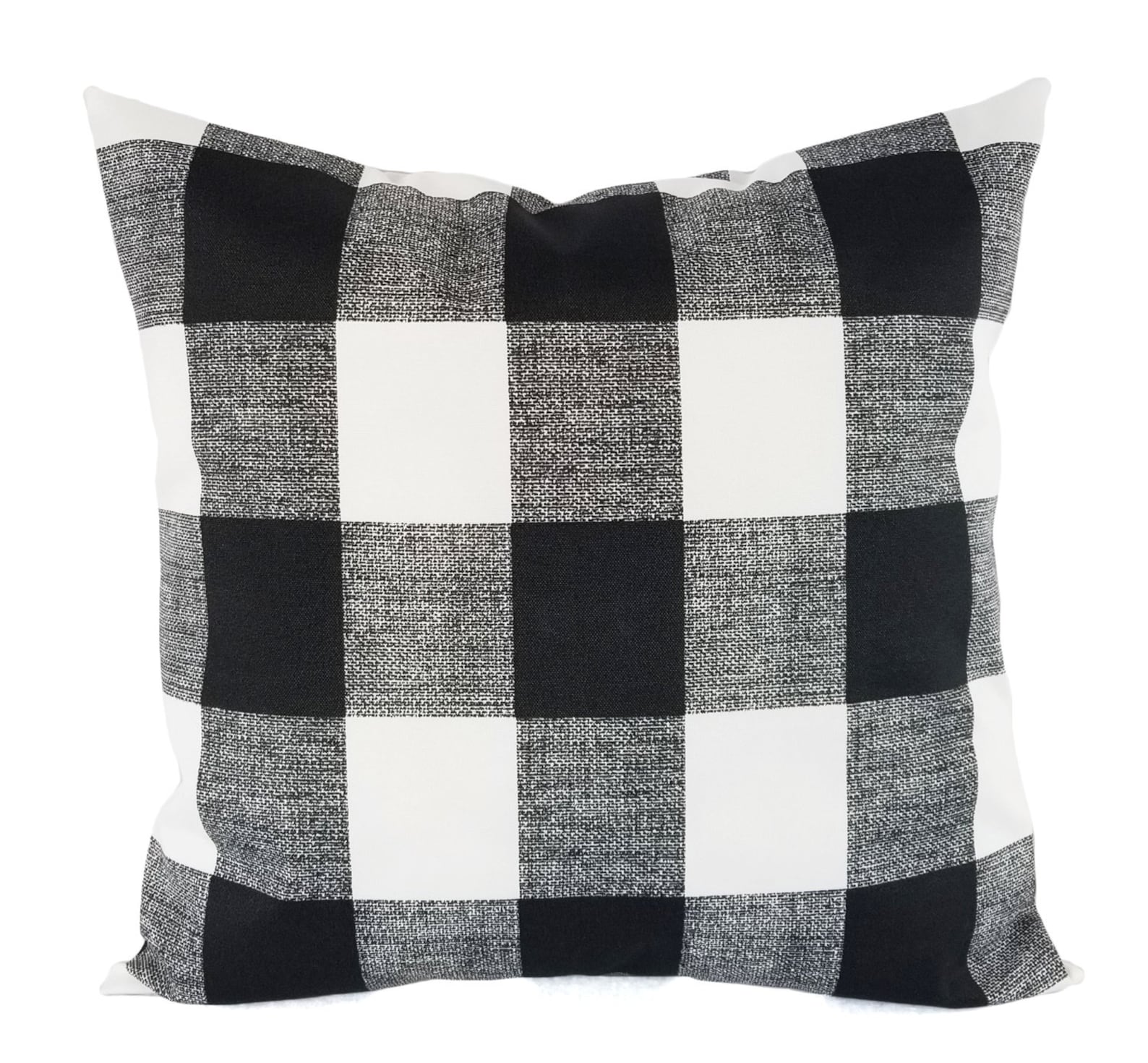 OUTDOOR Two Black and White Pillow Covers Black Plaid Pillow Etsy