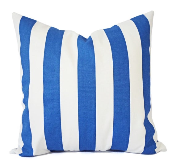 Two Striped Pillow Covers Blue Pillow Covers Blue Accent Etsy