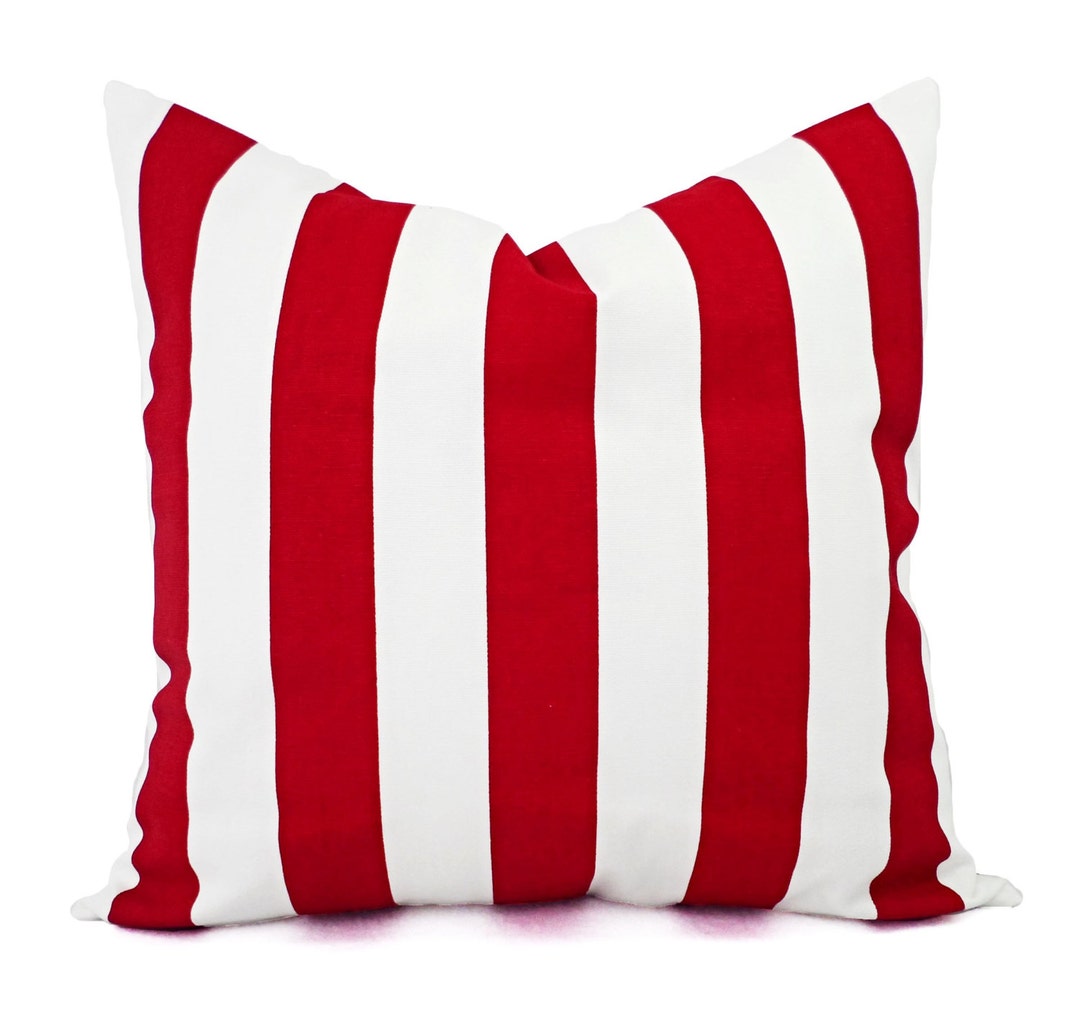 Two Red Striped Pillow Covers Red Pillow Cover Decorative Etsy