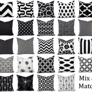 Two Black White Decorative Pillow Covers Two Black and White Pillows Polka Dot Pillows Pillow Shams Black Pillows White Polka Dot image 3