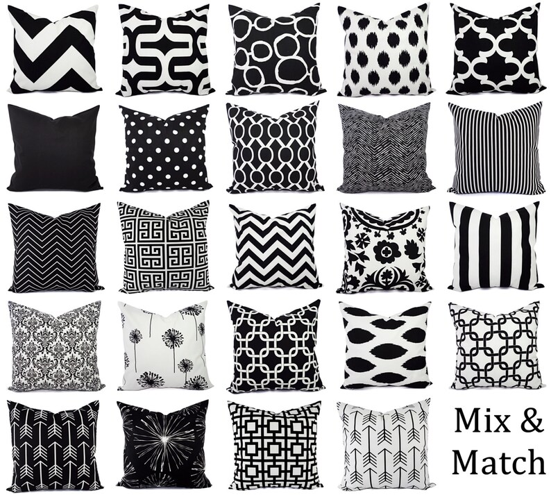 Two Black White Decorative Pillow Covers Two Black and White Pillows Polka Dot Pillows Pillow Shams Black Pillows White Polka Dot image 3