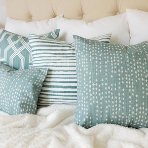 One Green Pillow Cover, Sage Green Pillow, Blue Green Throw Pillow Sham, Custom Pillow Cover, Sofa Pillow, Couch Pillow Slipcover