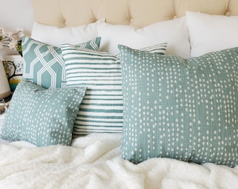 One Green Pillow Cover, Sage Green Pillow, Blue Green Throw Pillow Sham, Custom Pillow Cover, Sofa Pillow, Couch Pillow Slipcover