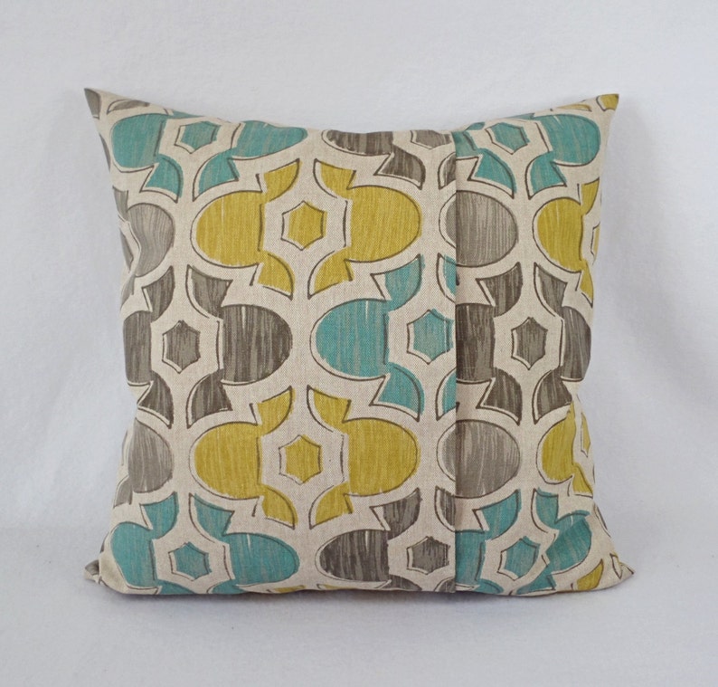 Brown Yellow and Blue Decorative Pillow Covers Two Geometric Etsy