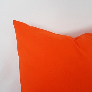 Solid Orange Pillow Cover Orange Throw Pillow Linen Pillow Cover Solid Orange Throw Pillow Custom Decorative Pillow 16 inch 18 image 4