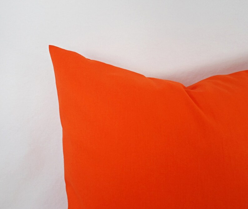 Solid Orange Pillow Cover Orange Throw Pillow Linen Pillow Cover Solid Orange Throw Pillow Custom Decorative Pillow 16 inch 18 image 4