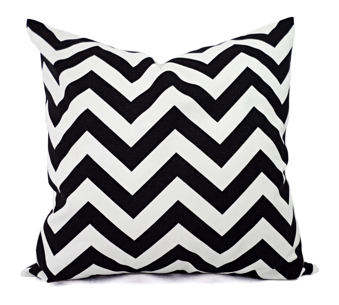 Two Black Chevron Decorative Pillow Covers Black and White Etsy