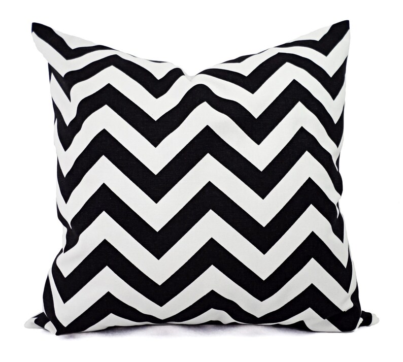 Two Black Chevron Decorative Pillow Covers Black and White Etsy