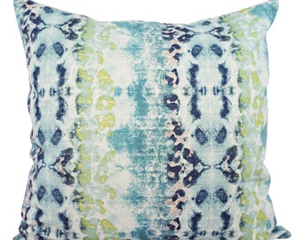 Two Decorative Pillow Covers - Blue and Green Ikat Covers - Blue Green Pillows - Blue Ikat Pillow - Green Ikat Pillow - Ikat Pillow Covers