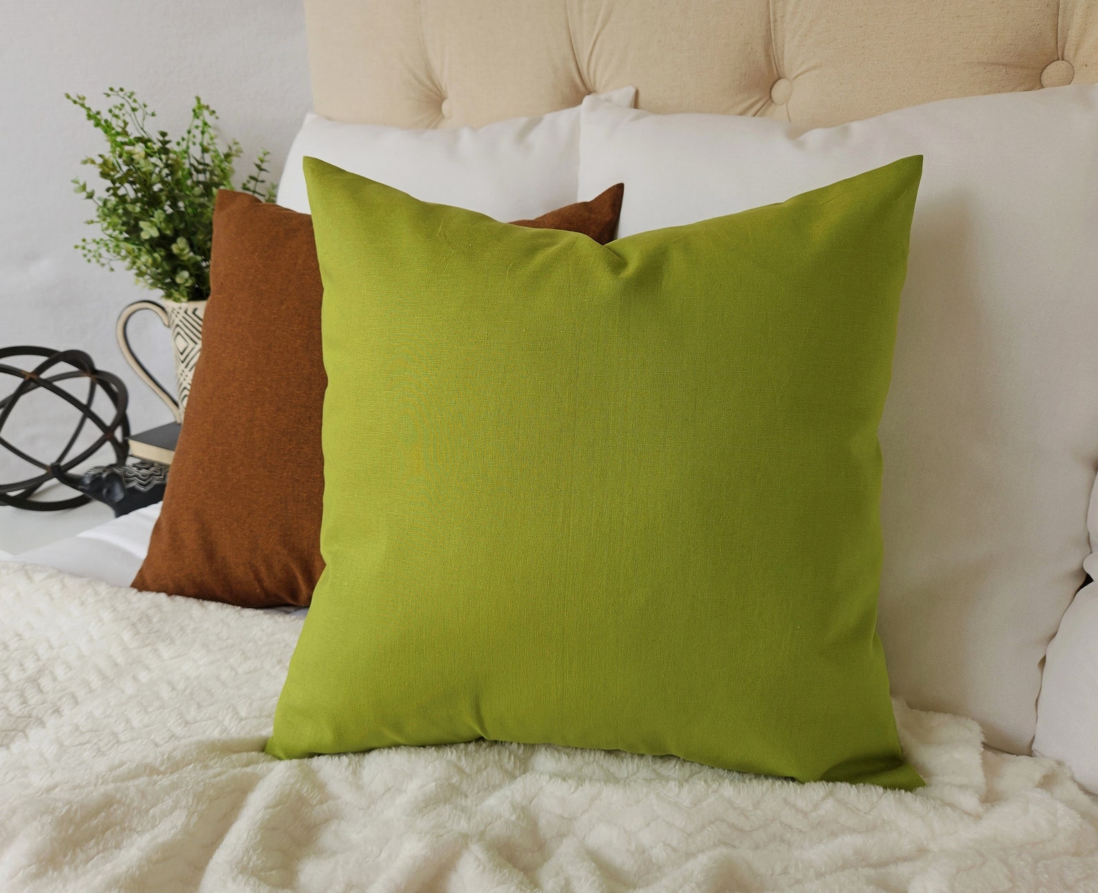 Solid Green Decorative Pillow Cover Lime Green Pillow Cover Etsy
