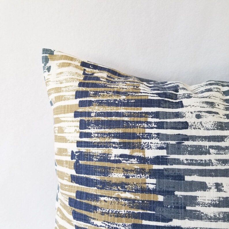 Two Blue Pillow Covers Blue and Tan Throw Pillow Covers Etsy