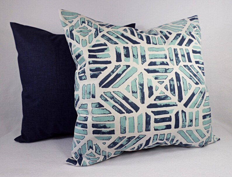 Decorative Pillow Cover Blue Grey Pillow Chevron Pillow Etsy