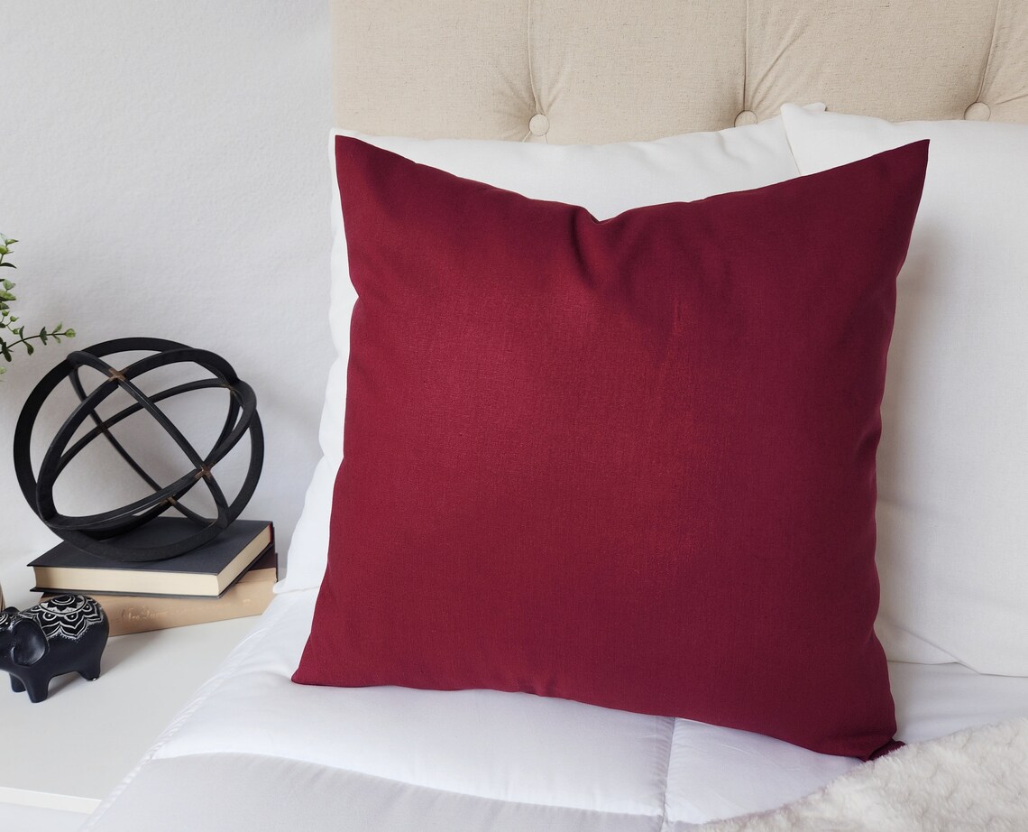 Solid Red Pillow Cover Deep Red Pillow Cover Linen Pillow Etsy